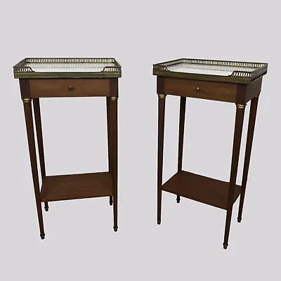 French Empire Style Mahogany Marble Top Bedside Or End Tables • £795