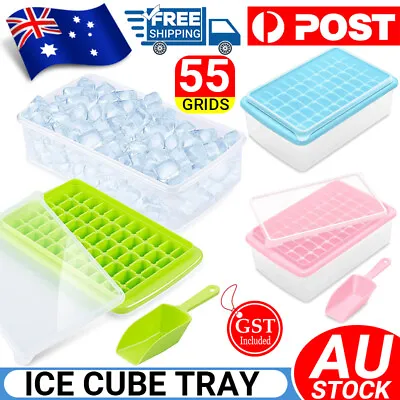 55Grids Ice Cube Moulds With Lid And Storage Box Scoop Set Maker Ice Cube Tray   • $14.95