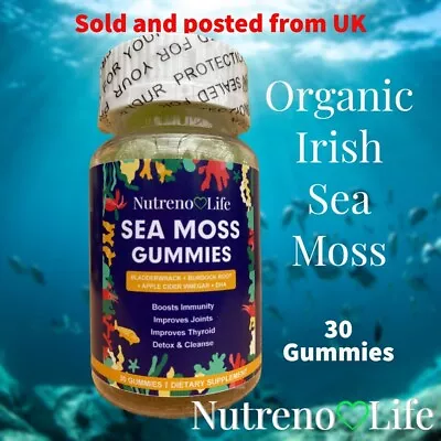 Irish Sea Moss Gummies Organic Detox Colon Cleanse Apple Cidre Vinegar Omega 3 • £11.45