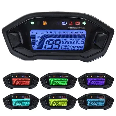 Universal Backlight LED LCD Digital Motorcycle Speedometer Odometer Tachometer • $35.14