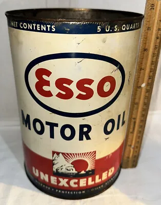 $9.99 • Buy Antique Esso Motor Oil Tin Litho 5qt Can Gas Service Station Car Auto Truck