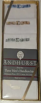 Vintage ANDHURT 3 Pack Handkerchiefs For Men With Monogram “E” NIB • $13.59