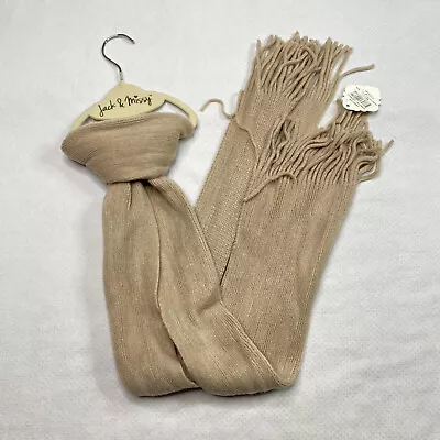 £15.90 • Buy Jack & Missy Womens Rectangle Scarf One Size Beige Soft Tight Knit Fringe New