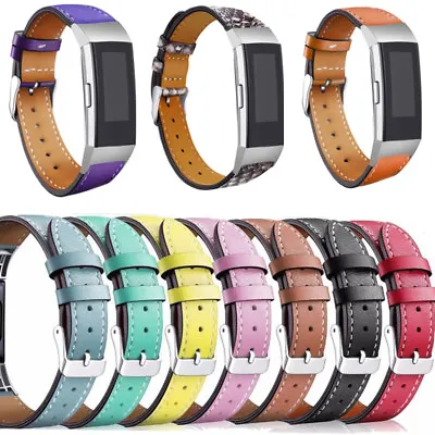 £3.20 • Buy Genuine Leather Watch Replacement Wristband Strap For Fitbit Charge 2 3 4 5 SE