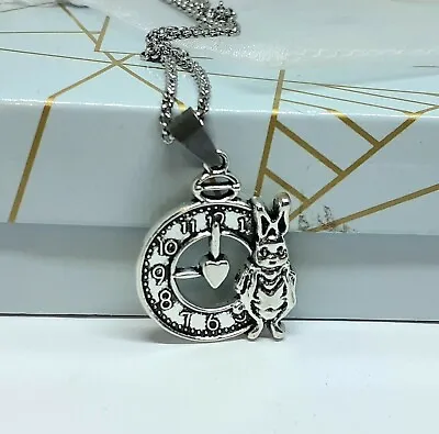 £4.99 • Buy Alice In Wonderland Watch Clock Rabbit Pendant Necklace 