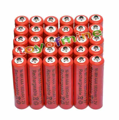 30x AAA 1800mAh 1.2V Ni-MH Rechargeable Battery 3A Red Cell For MP3 RC Toys • $23.24