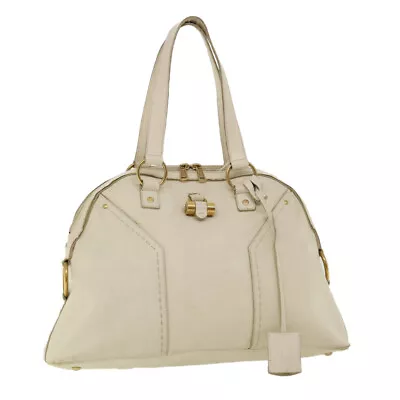 SAINT LAURENT Muse Shoulder Bag Leather White Auth Am3205 • £161.91