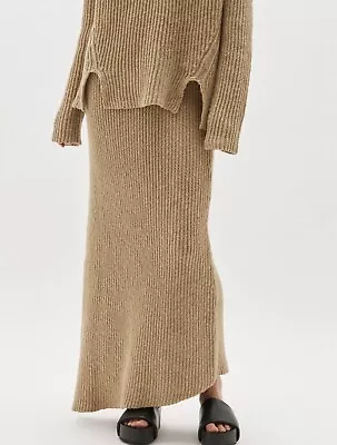 BASSIKE Cardigan Stitch Knit Maxi Skirt In Camel - Size 2 **BNWT** • $385