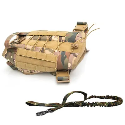 Tactical Dog Vest Harness – Military K9 Dog Training Vest –Working Dog+Leash • £17.99