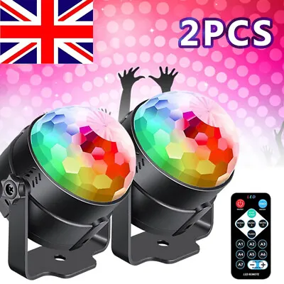 £17.99 • Buy 2pcs Rotating Magic Disco Ball Stage Light RGB LED Club DJ Wedding Party+ Remote
