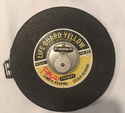 Vintage Stanley MY100 Tape Measure 100 Foot Life Guard Yellow Clad In Mylar Rare • $50.99