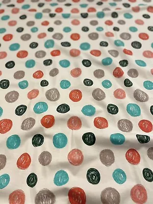 Spots White Jersey Fabric Cotton 4 Way Stretch Knit Ladies Kids Teal Pink Black • £6.70