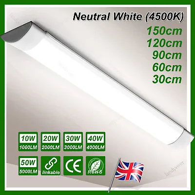 LED Batten Light Tube Strip Light 4500K Daylight 2FT 4FT 5FT 6FT Office 90/150cm • £9.99