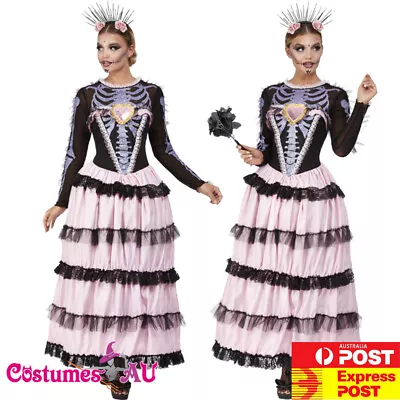 Ladies Deluxe Day Of The Dead Senorita Costume Mexican Halloween Fancy Dress • $59.99