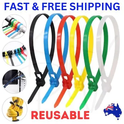 Cable Zip Ties Nylon Plastic Heavy Duty Releasable Reusable Wrap Wire Removable • $6.99