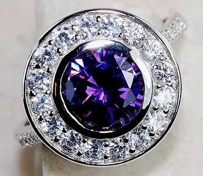 4CT Amethyst & Topaz 925 Solid Genuine Sterling Silver Ring Jewelry Sz 8 J2-7 • $12.99