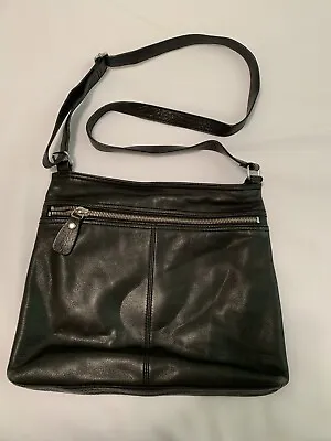 Margot Black Soft Leather Purse Crossbody Zip Closure (miscB2) • $24.99
