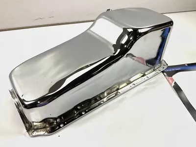 Spectre 5480 Chrome Engine Oil Pan Rear Sump 4 Qt Stock 1965-79 SBC Chevy V8 • $79.95