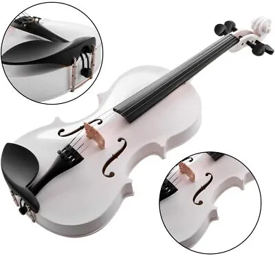 New 4/4 Full Size White Color Acoustic Violin Fiddle + Case + Bow + Rosin • $44.98