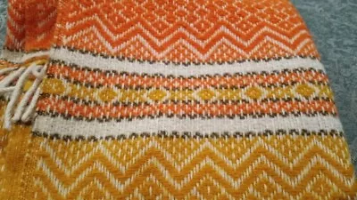 VTG Faribo Wool Stadium Throw Lap Blanket Scandinavian Fair Isle Fringed (P) • $37.99