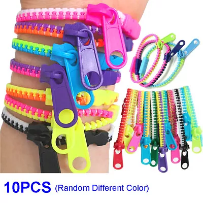 10x Two Colors Autism Sensory Zipper Fidget Bracelet Zip Stim Toys Stress Relief • £3.58