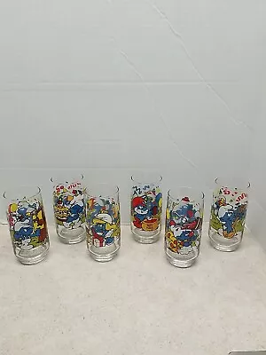 Smurf Vintage Glasses Complete Set Of 6 Glasses 1983 • $44