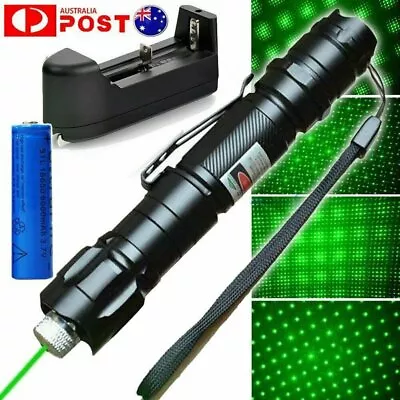 1mw Green Laser Pointer Pen 532nm Zoom Focus Beam Light+Battery+Charger Lazer • $21.86