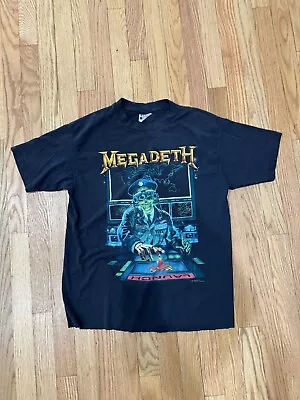 Vintage Megadeth Shirt 1990 Launch Thrash Metal Bandtee Metallica Brockom Large • $95