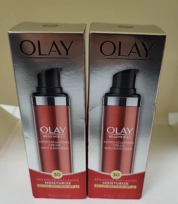 $57.94 • Buy LOT OF 2 Olay Regenerist Micro Sculpting Moisturize Cream SPF 30 1.7oz Exp 12/24