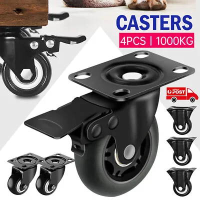 2 /3 /5  Polyurethane Castor Wheels Swivel Castors With Brake Heavy Duty Caster • $32