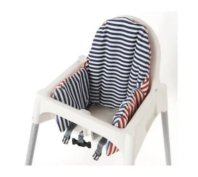 IKEA PYTTIG Antilop High Chair Cushion Cover Reversible Red/Blue/White Stripe • £10