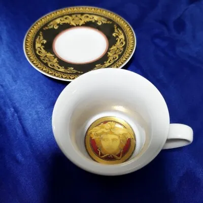 Versace Rosenthal Medusa Demitasse Cup Saucer Set Red • $108.56