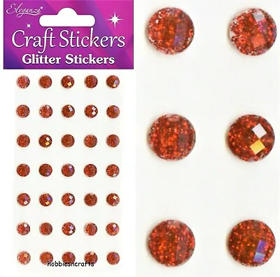 £1.79 • Buy 8MM RED GLITTER GEMS  Eleganza 3-D Craft Stickers Gemstones