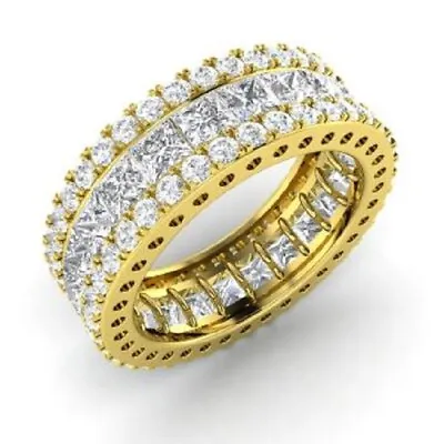 $1169.02 • Buy Princess Cut 5.20 Ct Diamond Eternity Ring Solid 14k Yellow Gold Wedding Ring