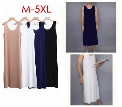 Men Sleeveless Nightwear Scoop Neck Stretchy Nightshirt Long Nightgown Pajamas • $11.98