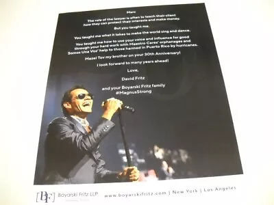 MARC ANTHONY Taught His Lawyer.... Original 2021 Promo Poster Ad • $9.95