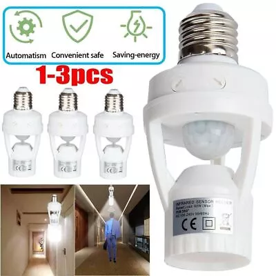 1-3Pcs Motion Sensor Socket Dimmable Light Lamp Bulb Adapter Holder For E27 Base • $8.72