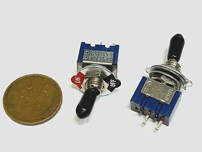 2 Pack Black Cap Mini Toggle Switch On/off MTS-101 2pin Spst Dc 6a 12v 6mm B12 • $8.25