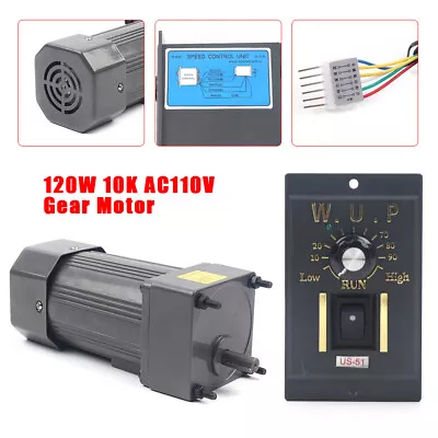 AC 110V 120W 25W Gear Motor Electric Motor Variable Reducer Speed Controller 10K • $73