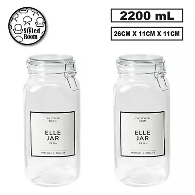12x 2.2L Airtight Glass Clip Jars Kitchen Food Candy Cookie Storage Large Square • $94.99