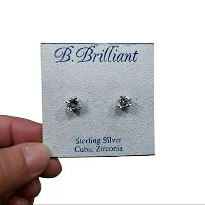 Macy's B Brilliant Sterling Silver Cubic Zirconia Post Earrings New • $40