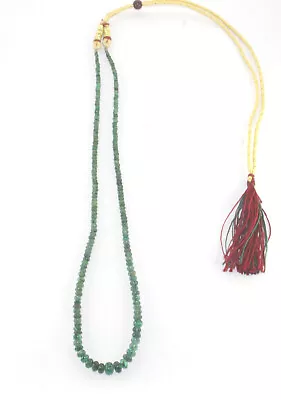 48Cts ZAMBIAN EMERALD ROUND BEADS NATURAL REAL SINGLE LINE ECKLACE 18 LONG • $540