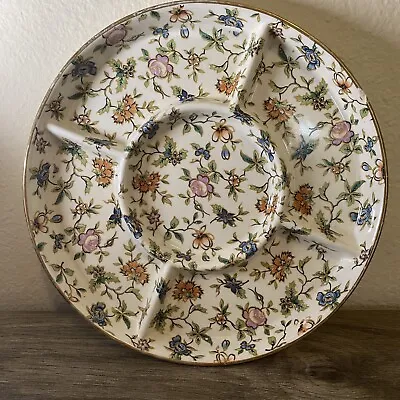 VINTAGE 1920'S MORIYAMA MORI-MACHI HAND PAINTED FLORAL DIVIDED DISH Read⬇️ • $13