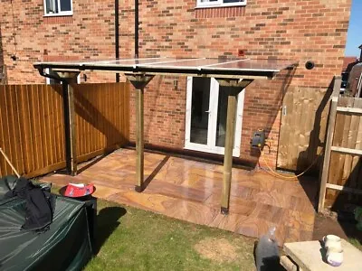 Wooden Lean To Pergola With Polycarbonate Roof Supply & Installation • £1