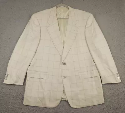 D. Fine Royal Collection Silk/Wool Blazer Cream Windowpane W/Enamel Buttons 46 R • $99.99