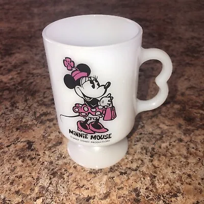 Vintage Minnie Mouse White Milk Glass Footed Cup / Mug • $6