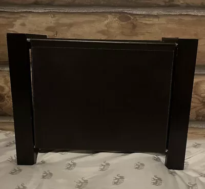 Vintage Crate & Barrel Leather/Wood/Metal Magazine Rack Mahogany Finish • $87