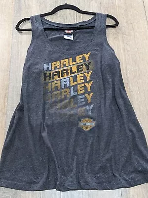 Harley Davidson Tank Top Womens 1X Gray Sleeveless Graphic Print Motorcycles • £23.12