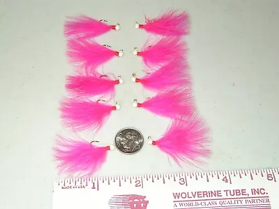 10 NON-LEAD HAND TIED MARABOU JIGS TROUT STEELHEAD CRAPPIE 1/100 Oz PINK • $7.79