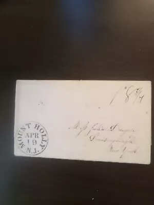 1838 Mount Holly NJ Stampless Folded Letter To Lansingburgh NY W/ 18 3/4 Rate • $10